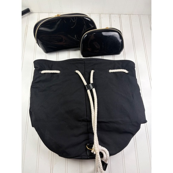 Chanel CC Logo Vintage Canvas Drawstring Bucket Bag Backpack & Two Cosmetic Bags main image 10